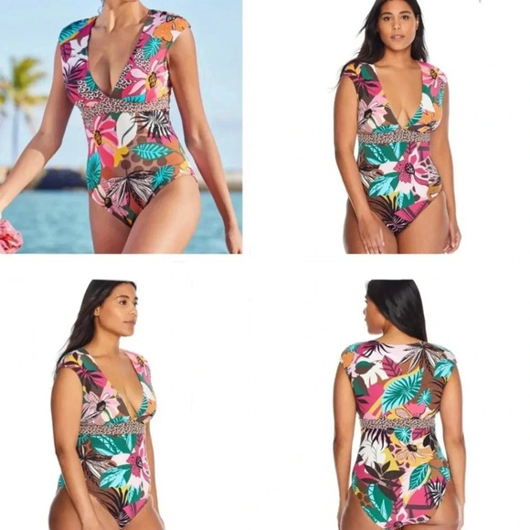 Bleu Rod Beattie Run Wild Cap Sleeve One-Piece Size 12 - Picture 1 of 10